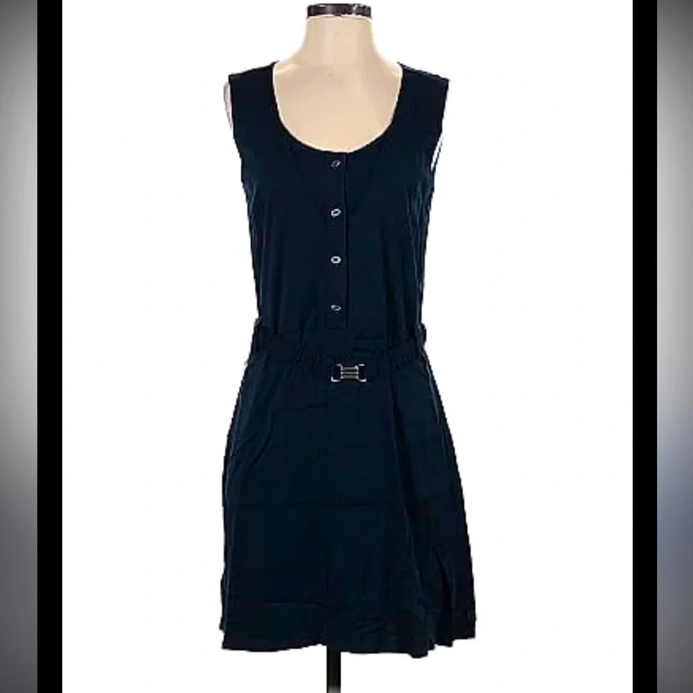 Skunkfunk dress - navy blue sleeveless button front w/pockets - Picture 1 of 11